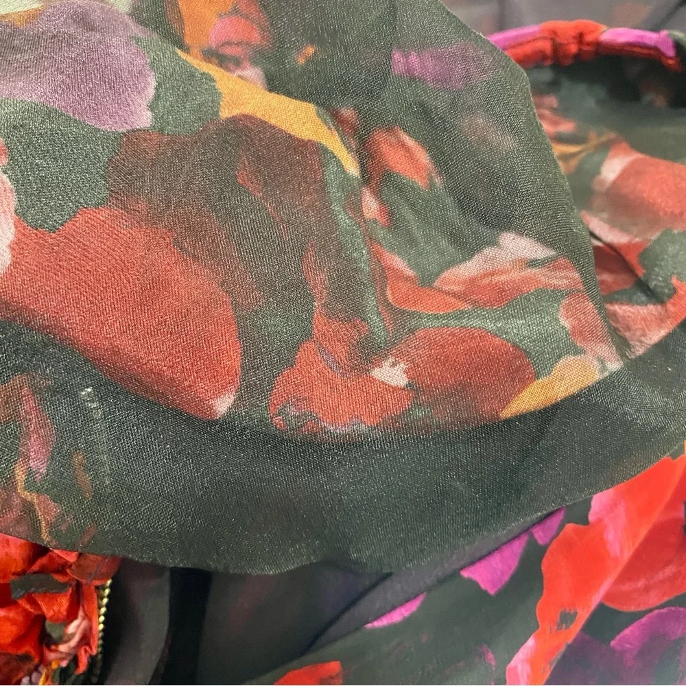 SAYLOR Alouette Red Floral Dress‎ Ruffle Details Size Med Viscose Mini